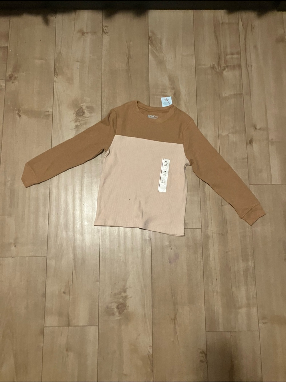 Cat & Jack Two-Tone Long Sleeve Tee in Tan and Beige